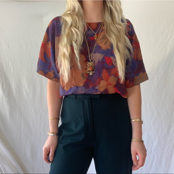 Vintage Tops - Vintage Caviar Floral Blouse